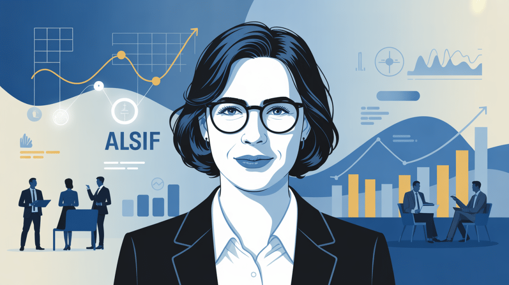 Portrait conceptuel anne sophie alsif économiste illustration