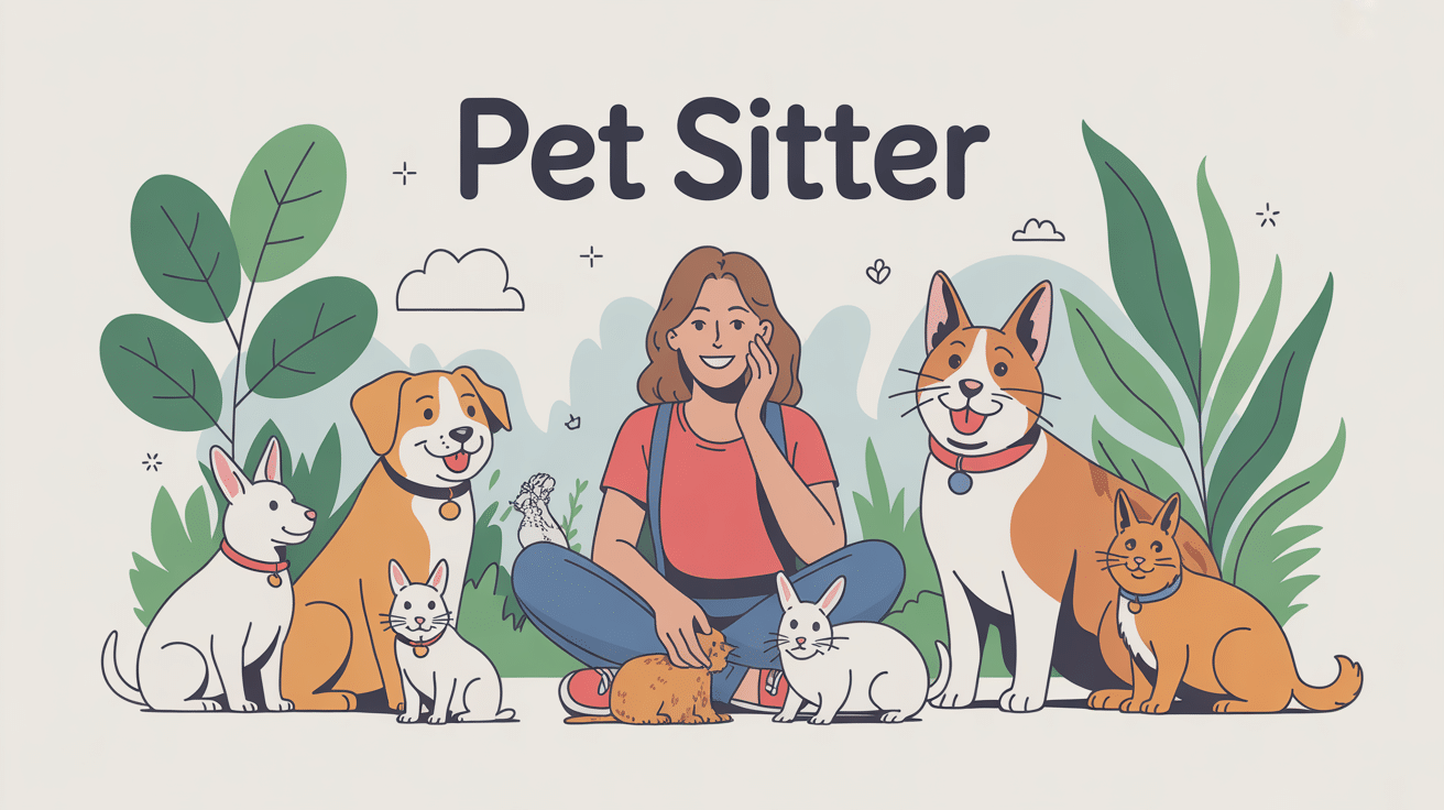 comment devenir pet sitter illustration avec animaux et pet sitter