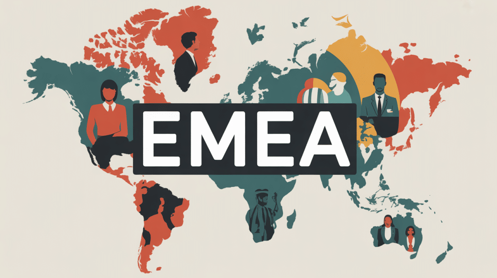 Illustration du concept EMEA Europe Moyen-Orient Afrique