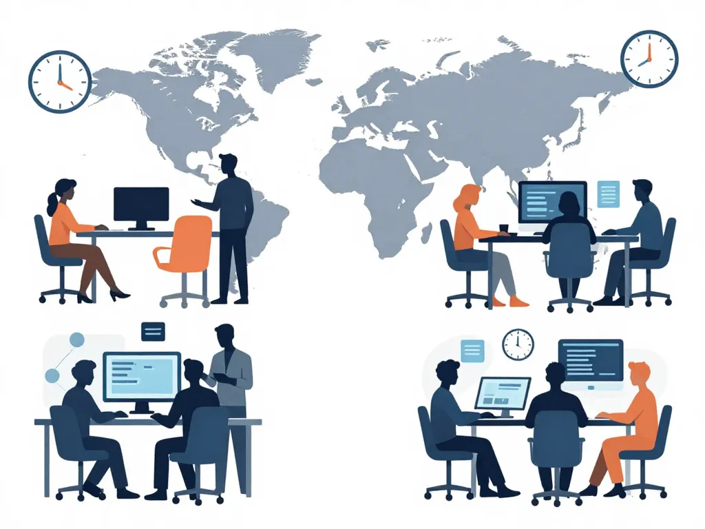 Scène équipe multiculturelle EMEA collaboration internationale