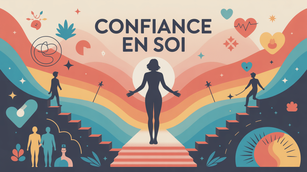 être sûr de soi silhouette rayonnante avec confiance en soi