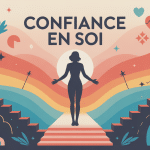 être sûr de soi silhouette rayonnante avec confiance en soi