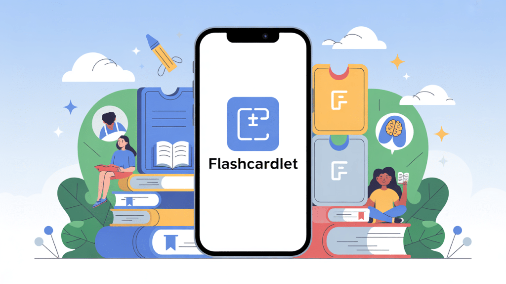 illustration flashcardlet révisions sur smartphone