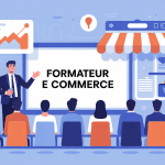 illustration formateur e commerce avec outils digitaux