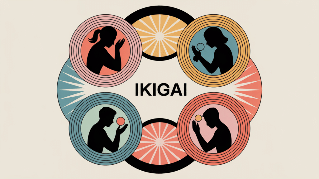 ikigai exemple schéma illustré couleurs vives
