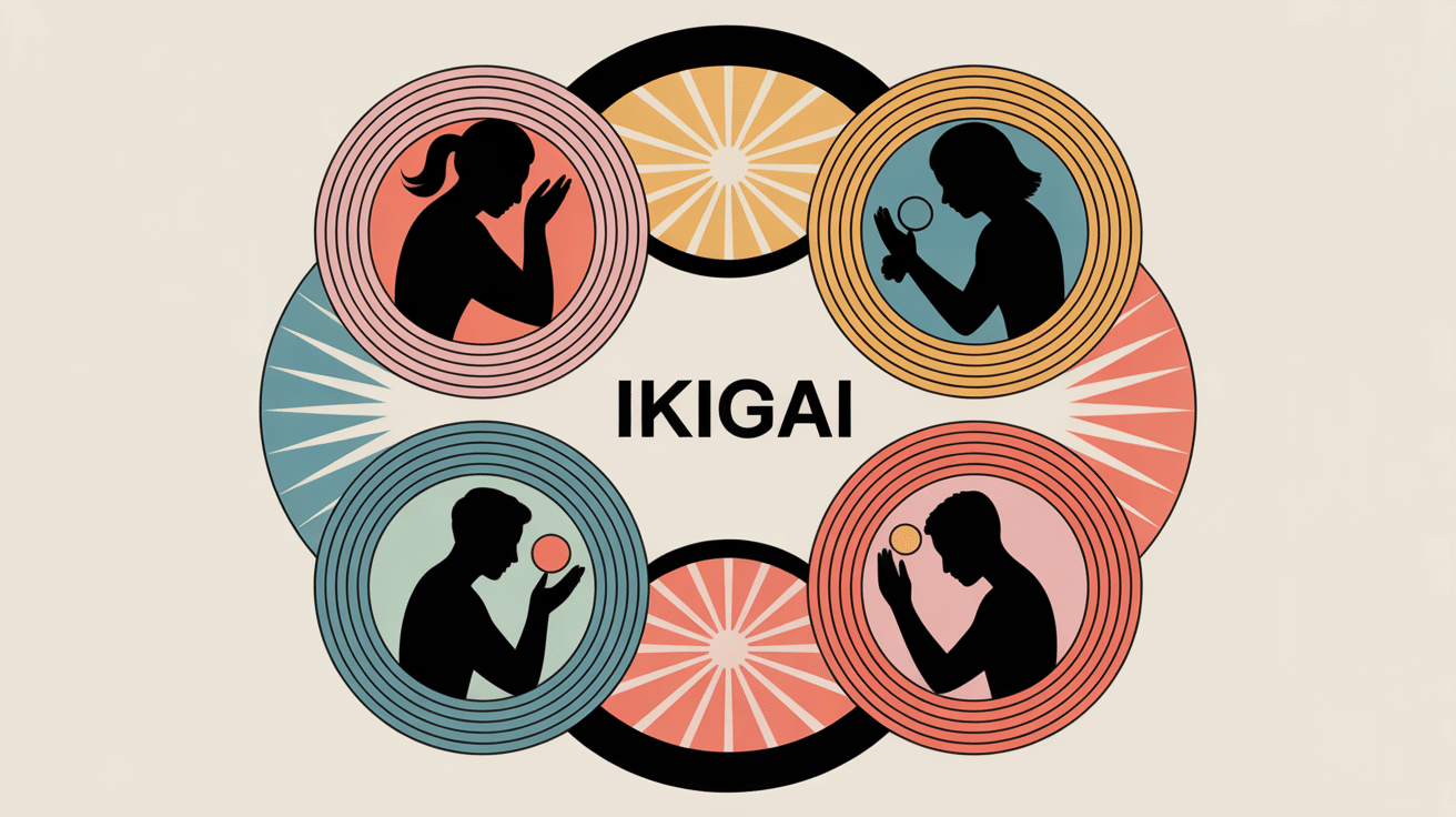 ikigai exemple schéma illustré couleurs vives