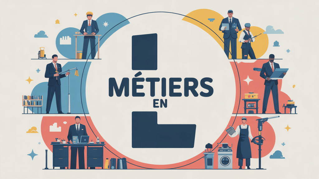 metier en l diversite silhouettes autour lettre l