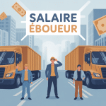 illustration moderne salaire éboueur, agents et camions poubelles
