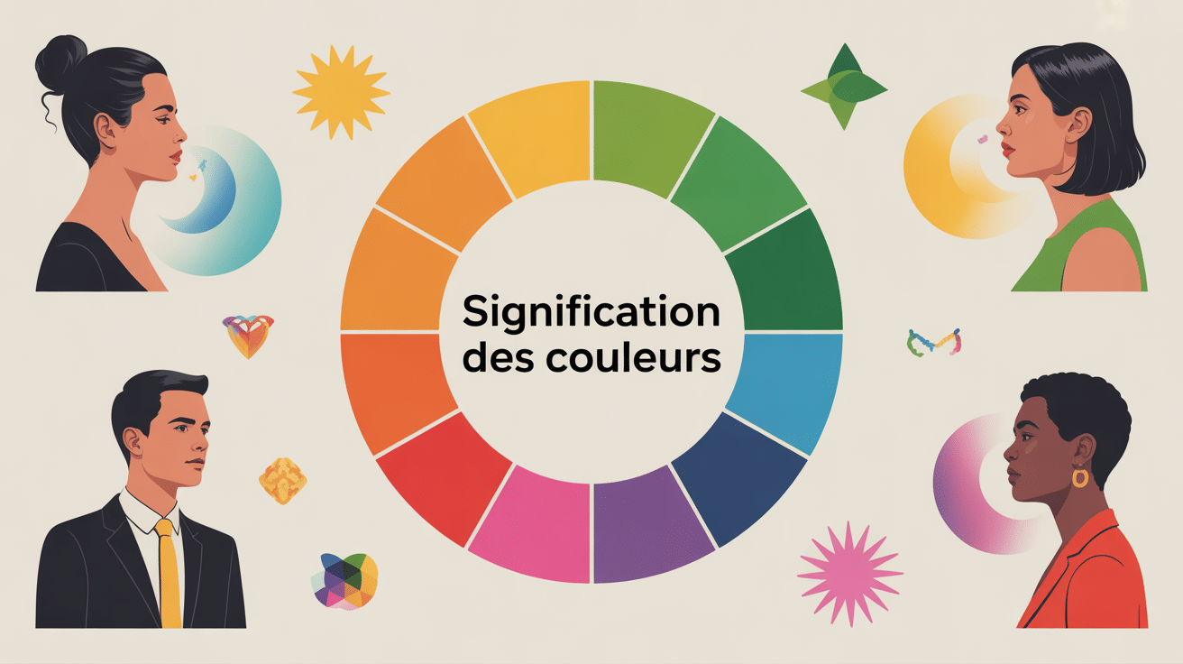 Illustration signification des couleurs cercle chromatique émotions