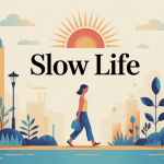 illustration slow life silhouette marche nature ville