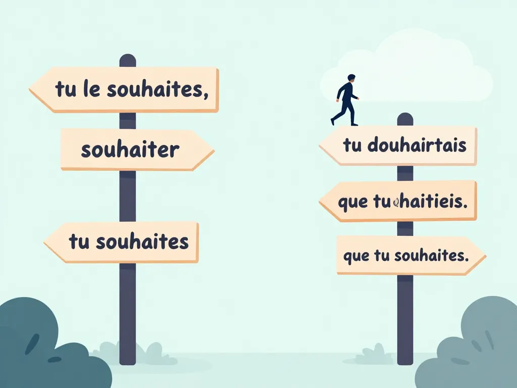 tu le souhaite avec ou sans s comparaison infinitif conditionnel subjonctif