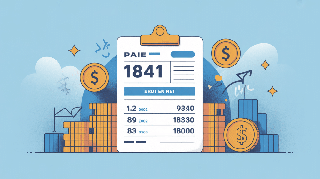 Illustration 1841 brut en net fiche de paie stylisée