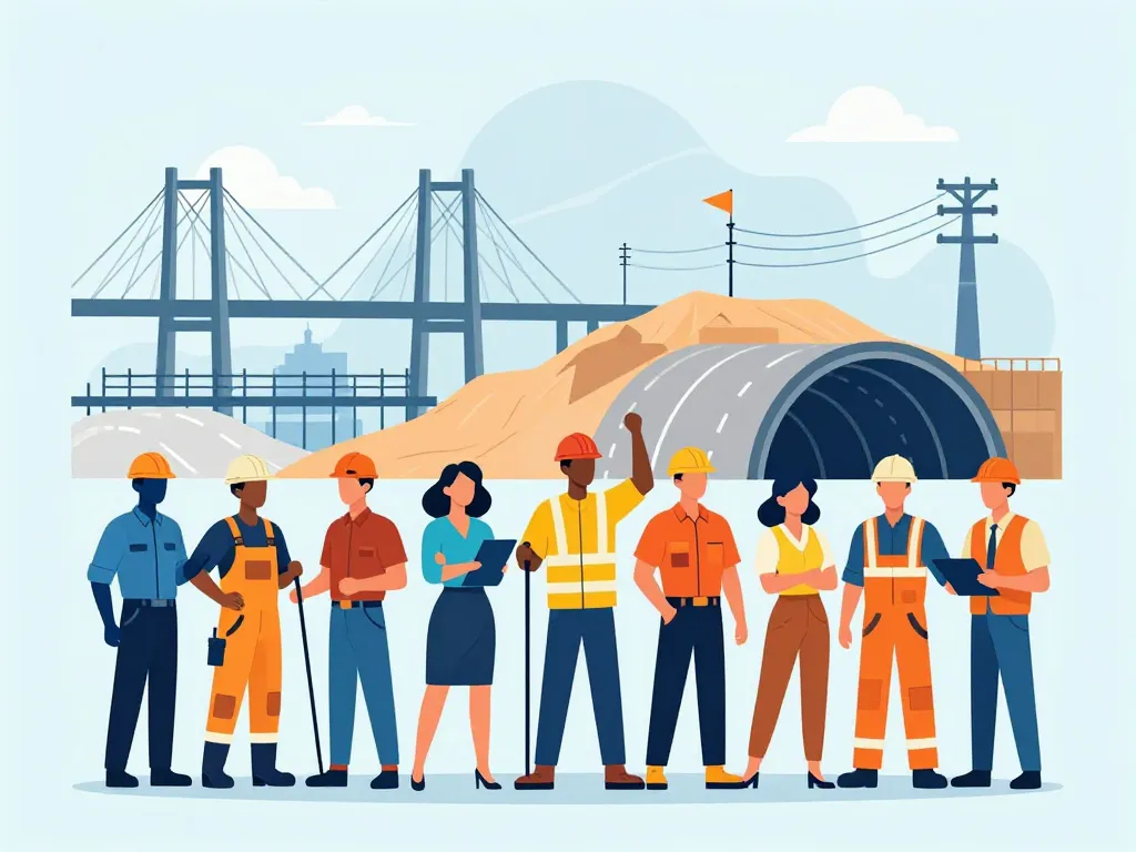 Illustration des différents métiers dans les travaux publics