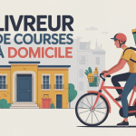 devenir livreur de courses à domicile illustration vectorielle urbaine