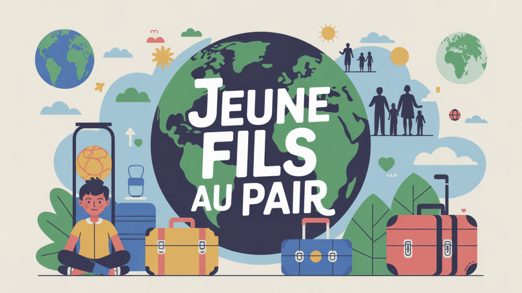 illustration jeune fils au pair à l'étranger