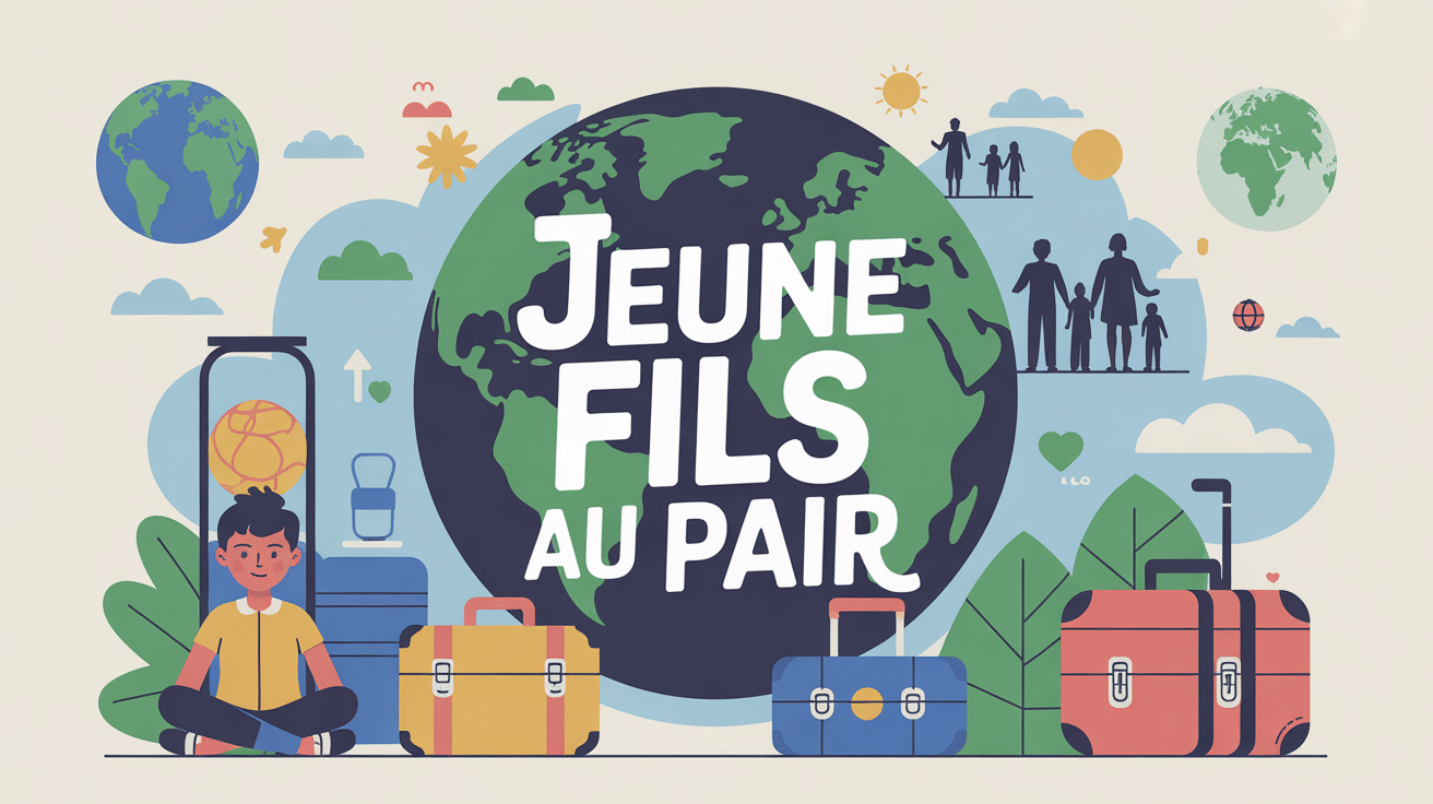illustration jeune fils au pair à l'étranger