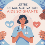 Lettre de motivation aide soignante, illustration stylisée d'empathie, soin et professionnalisme