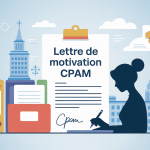 Image stylisée d'une rédaction de lettre de motivation CPAM