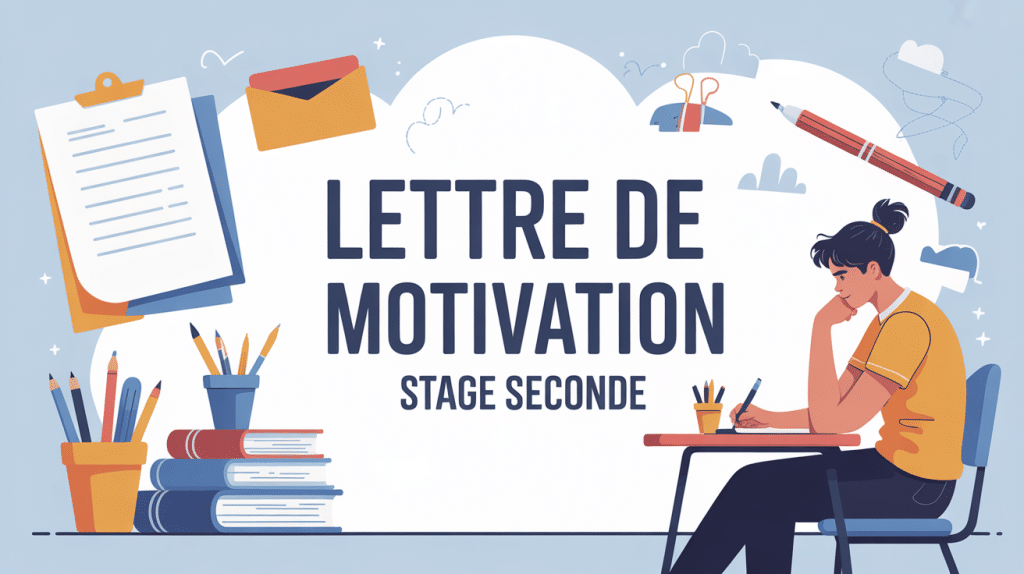 Illustration lettre de motivation stage seconde, élève à son bureau