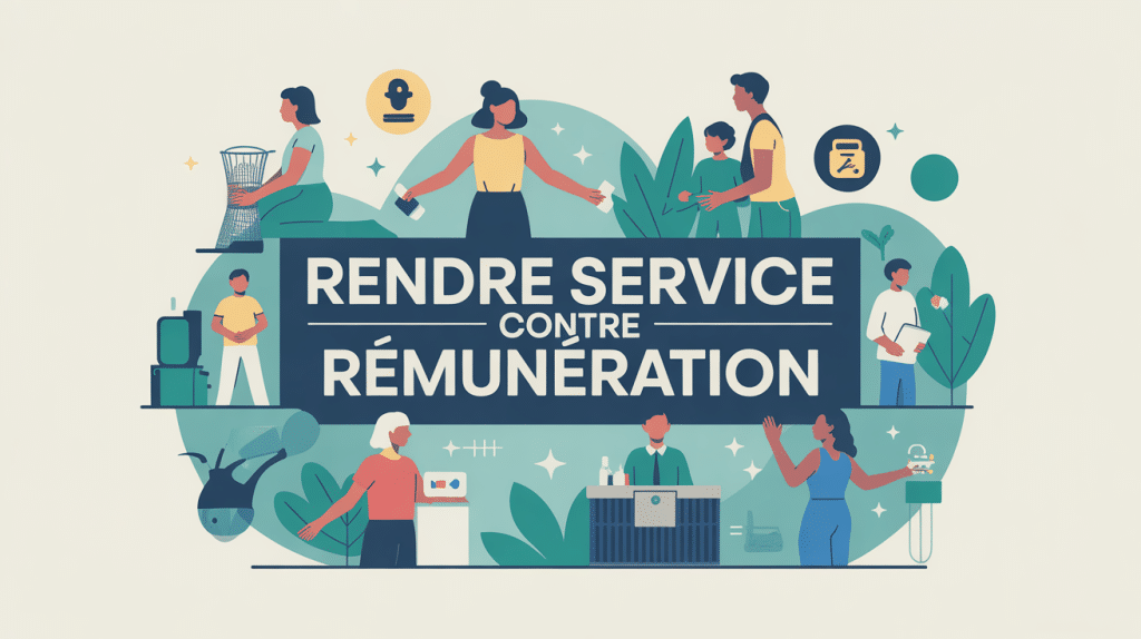 Illustration rendre service contre remuneration silhouettes en France