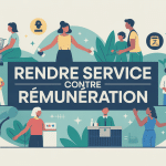 Illustration rendre service contre remuneration silhouettes en France