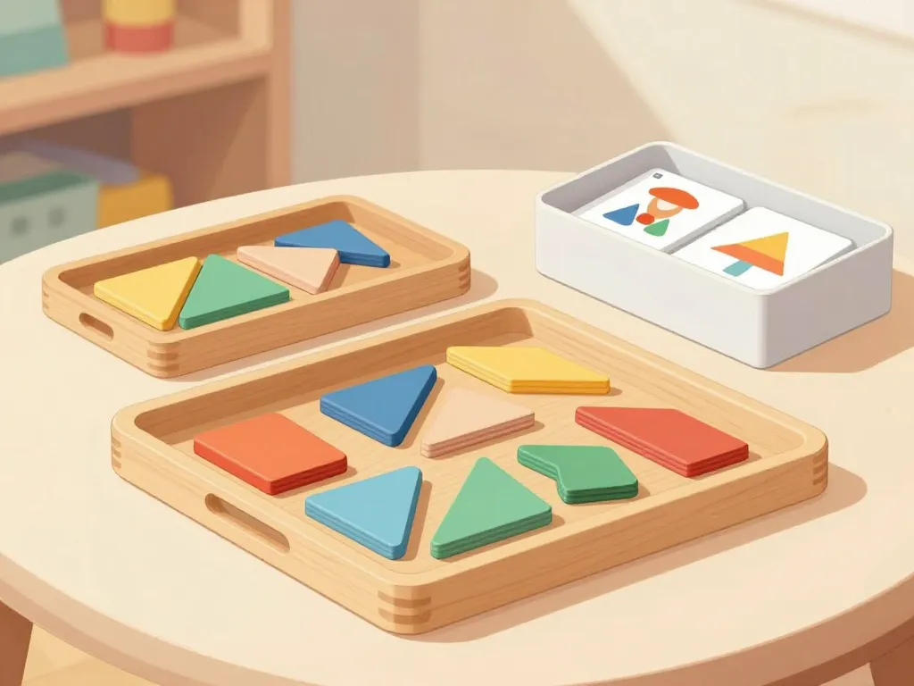 Tangram Montessori bois enfant et modèles