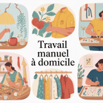 Illustration travail à domicile manuel couture bijoux assemblage