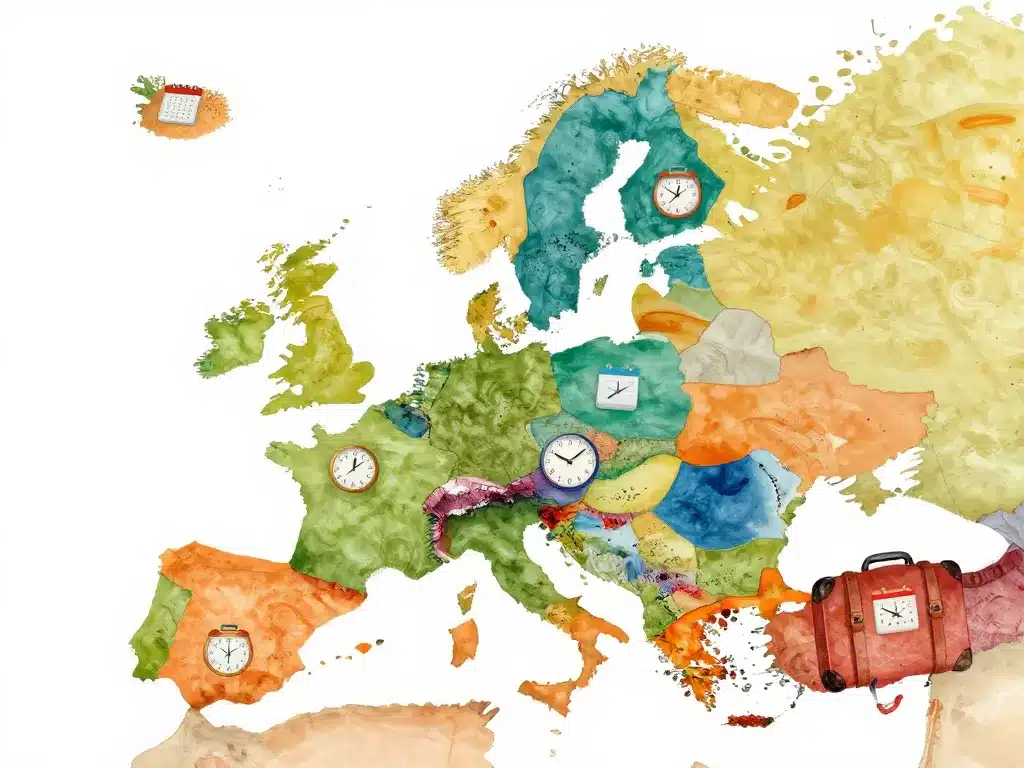 Carte vacances scolaire Europe pays et périodes