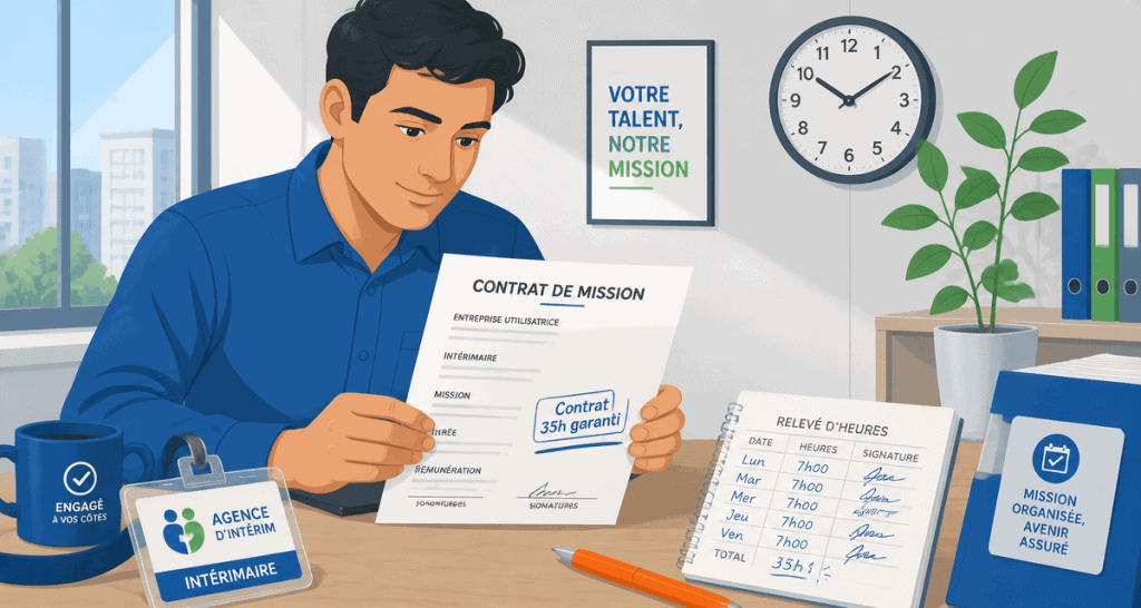 contrat intérim 35h mais travaille moins salarié relit contrat