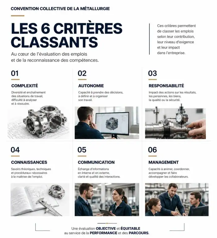 Les 6 critères classants de la convention collective métallurgie pour le calcul du salaire