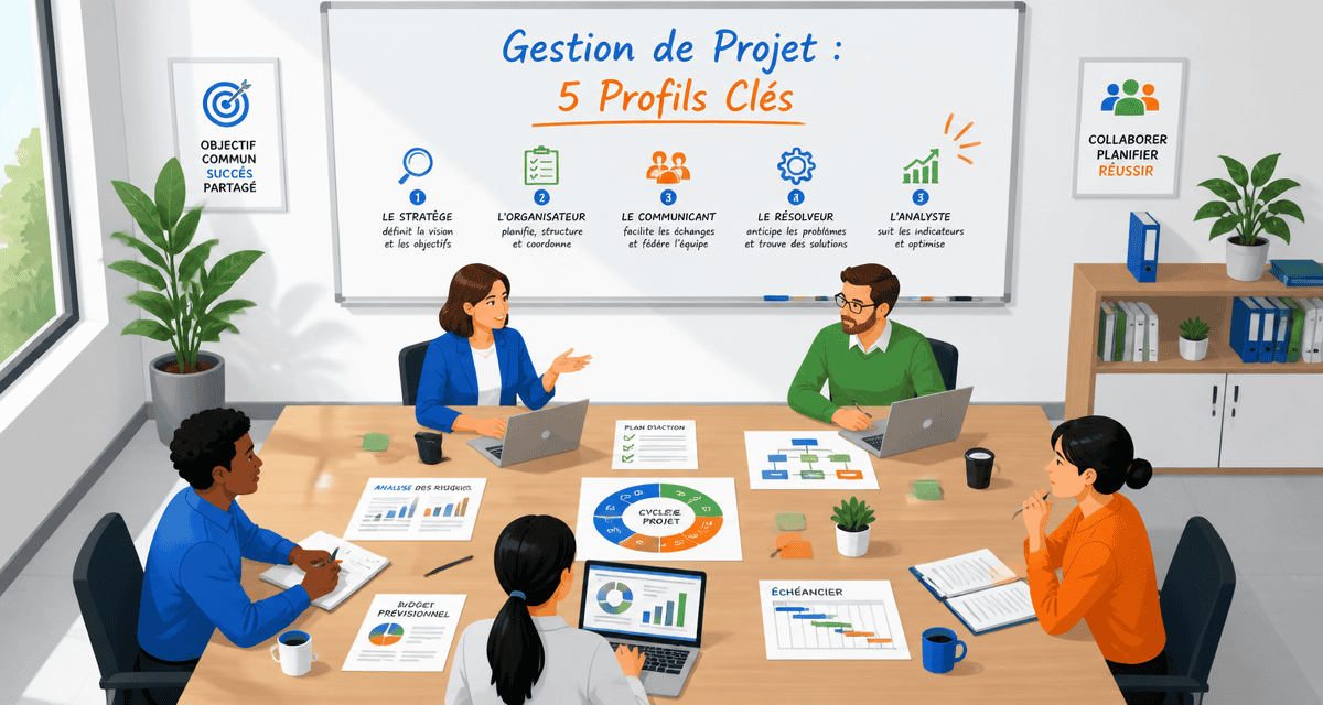 Gestion de projet métier, réunion de 5 profils clés