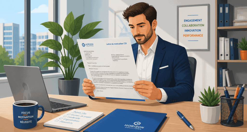 lettre de motivation cdi sur bureau moderne