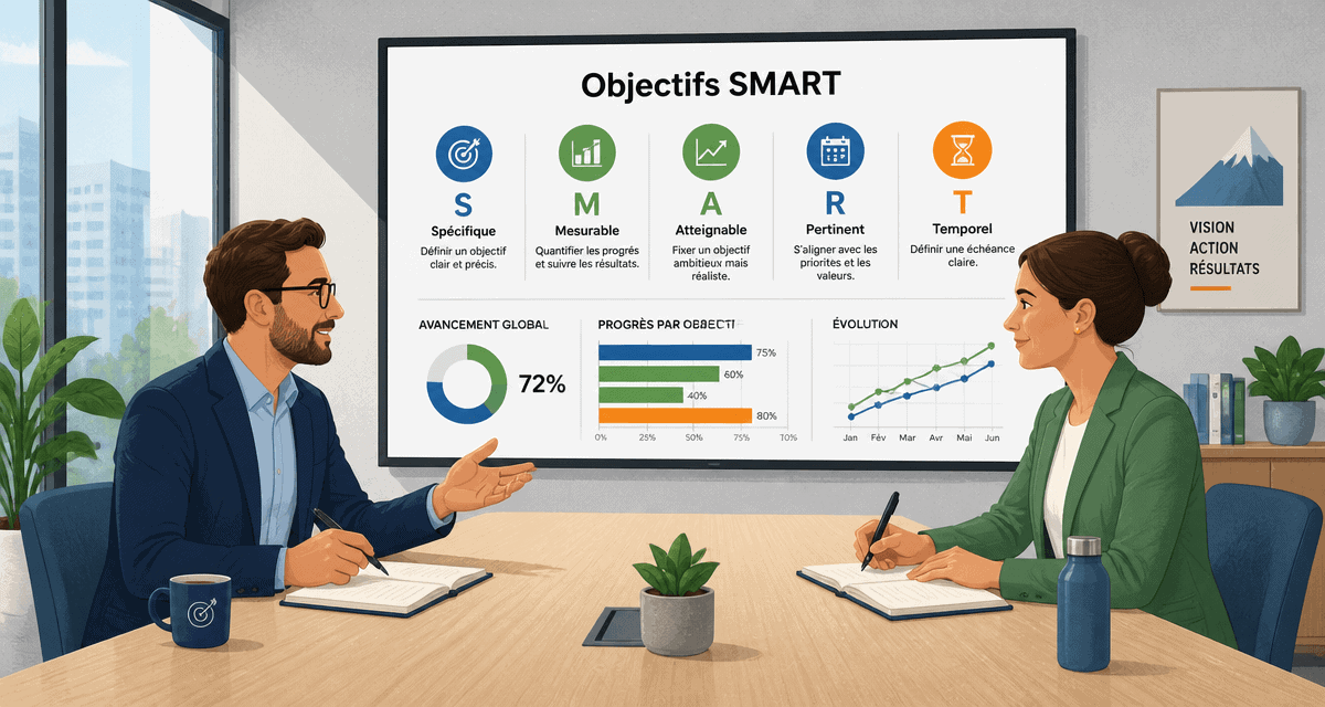 objectifs entretien annuel manager collaborateur salle réunion