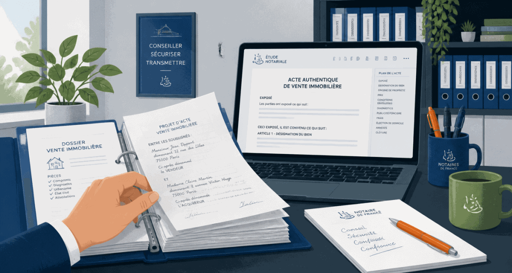 reconversion clerc de notaire illustration étude notariale
