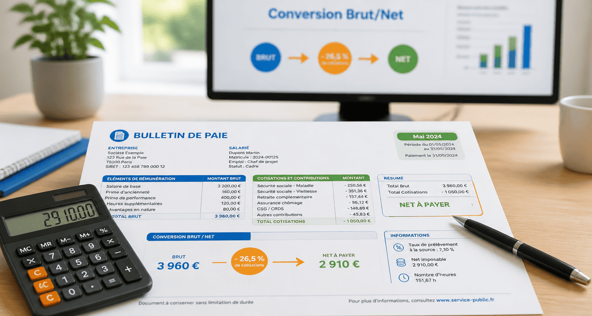 salaire brut en net centenaire.org, bulletin de paie, calcul