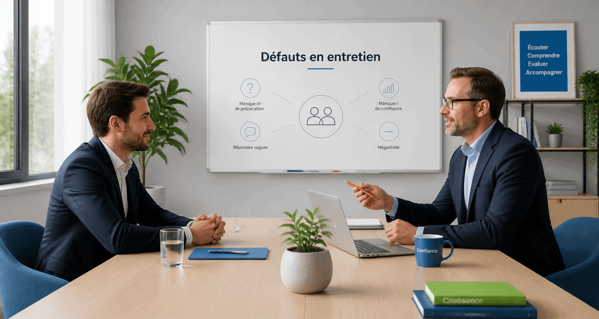 transformer ses défauts en qualités entretien, candidat échange avec recruteur