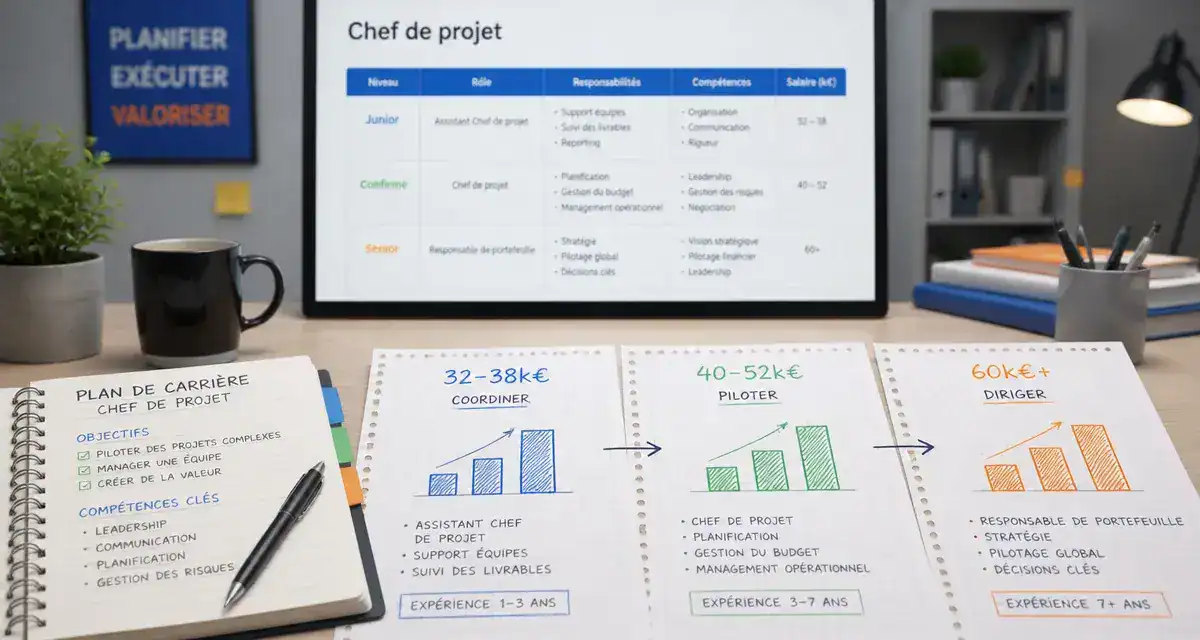 Chef de projet salaire : paliers 42 000 € et 60 k+