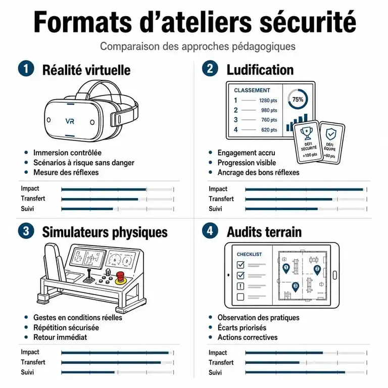 Infographie des formats d'atelier sécurité en entreprise