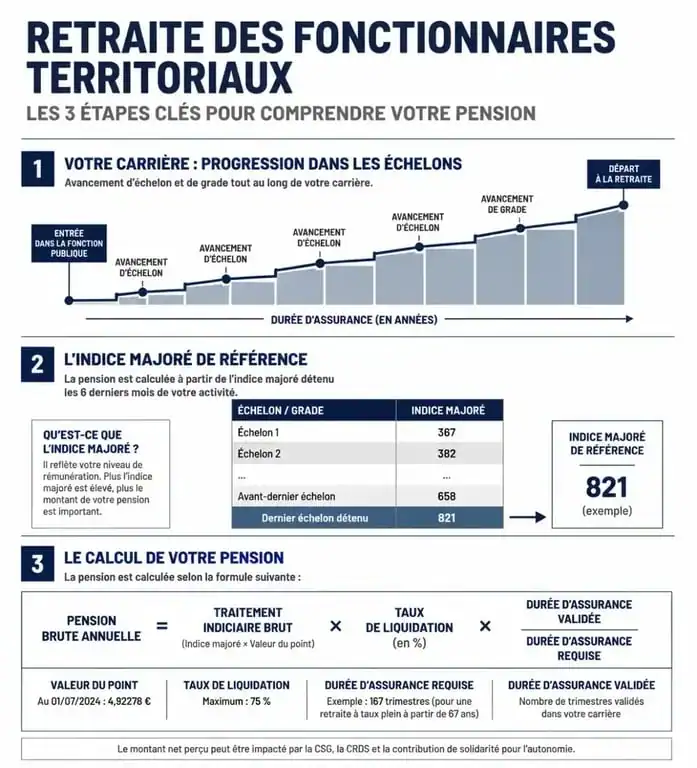 Infographie sur le calcul de la retraite pour un agent de maîtrise principal territorial