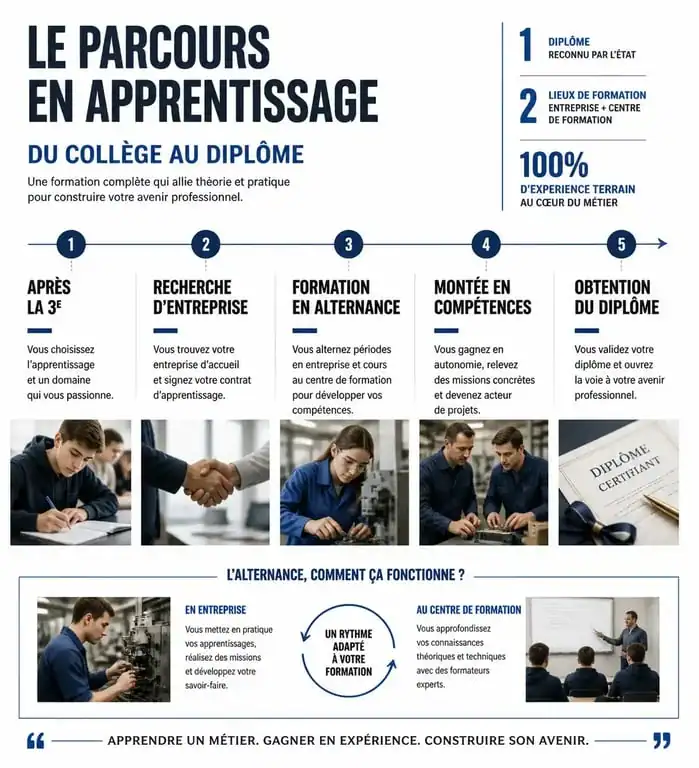 Parcours et diplômes accessibles en apprentissage après la 3e