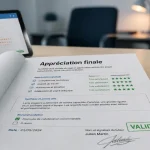 Exemple d'appréciation du tuteur de stage : appréciation finale sur documents