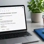 mail confirmation entretien sur ordinateur en bureau lumineux