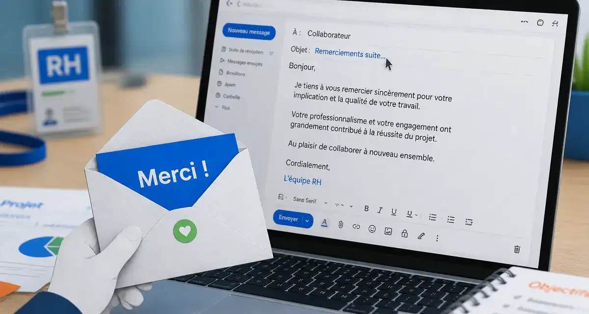 remerciement après entretien : e-mail de remerciement suite sur ordinateur