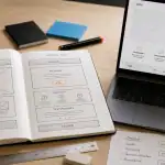 Zoning site web sur carnet : header, CTA, footer