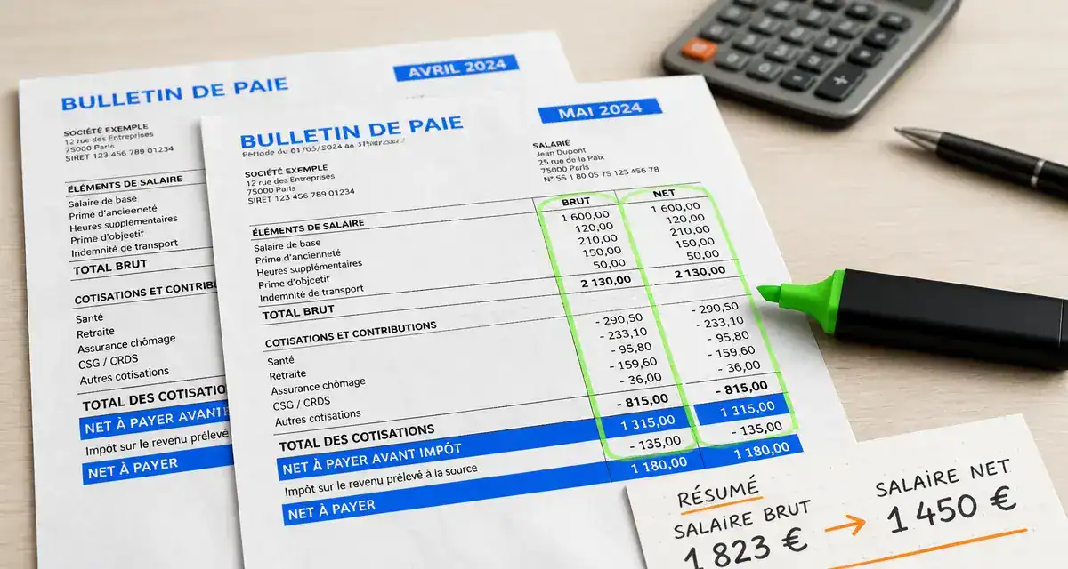 1823 brut en net : 1450 € net à percevoir