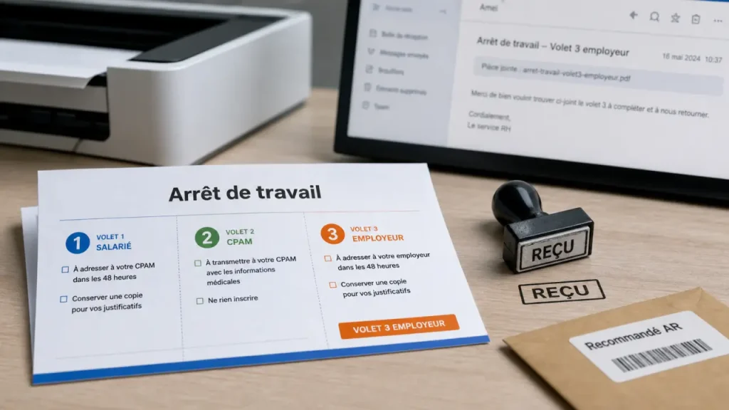 Arrêt de travail non envoyé dans les 48 heures à l’employeur : sanctions, preuves et réflexes utiles