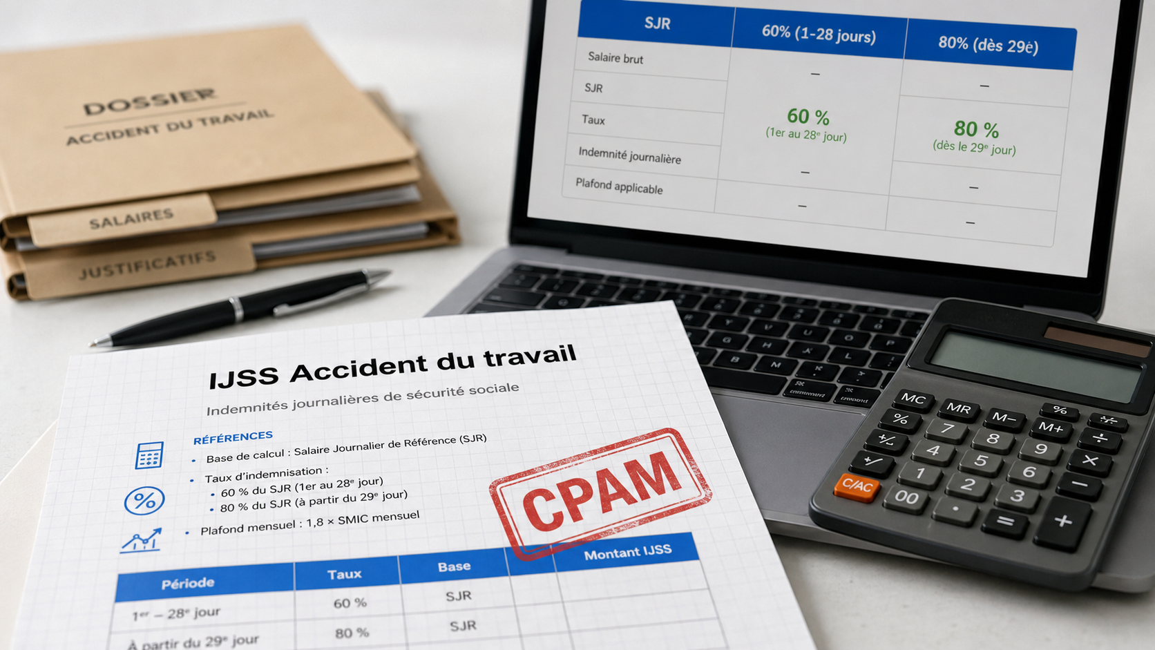 calcul ijss accident du travail : plafonds et versement sans jour de carence