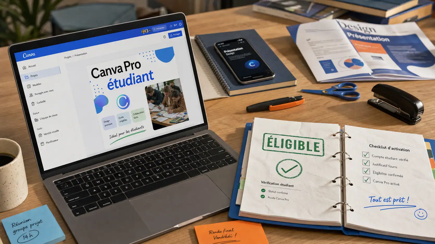 Canva pro etudiant : essai 30 jours France, carte éligibilité