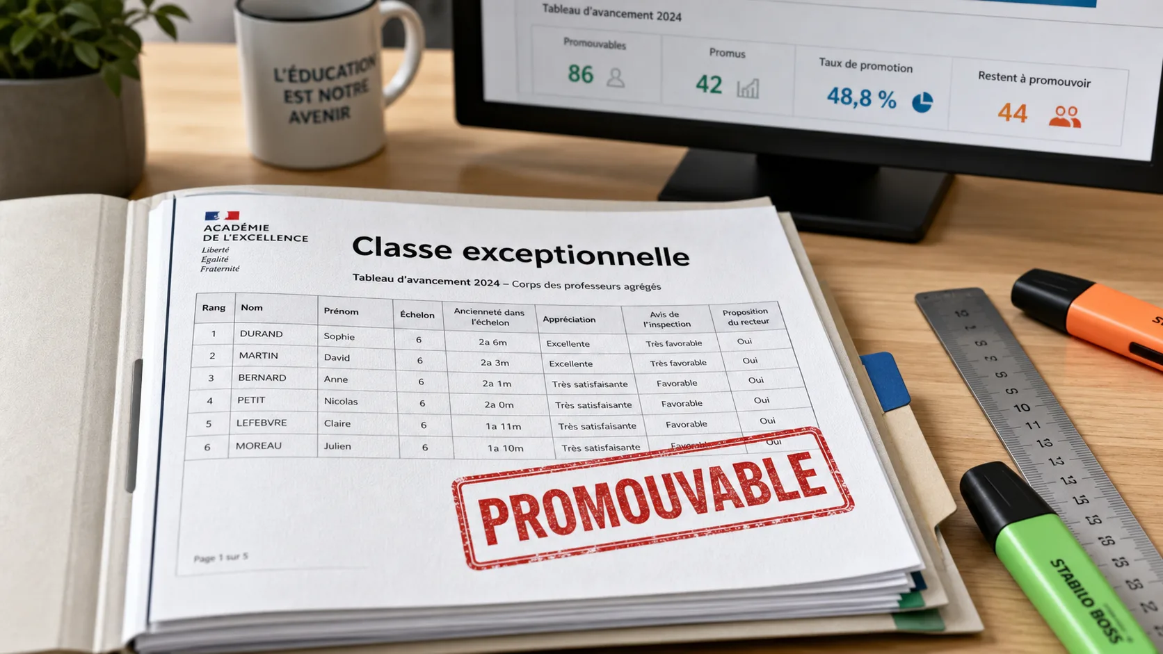 Classe exceptionnelle : accès 5e échelon et avis hiérarchiques