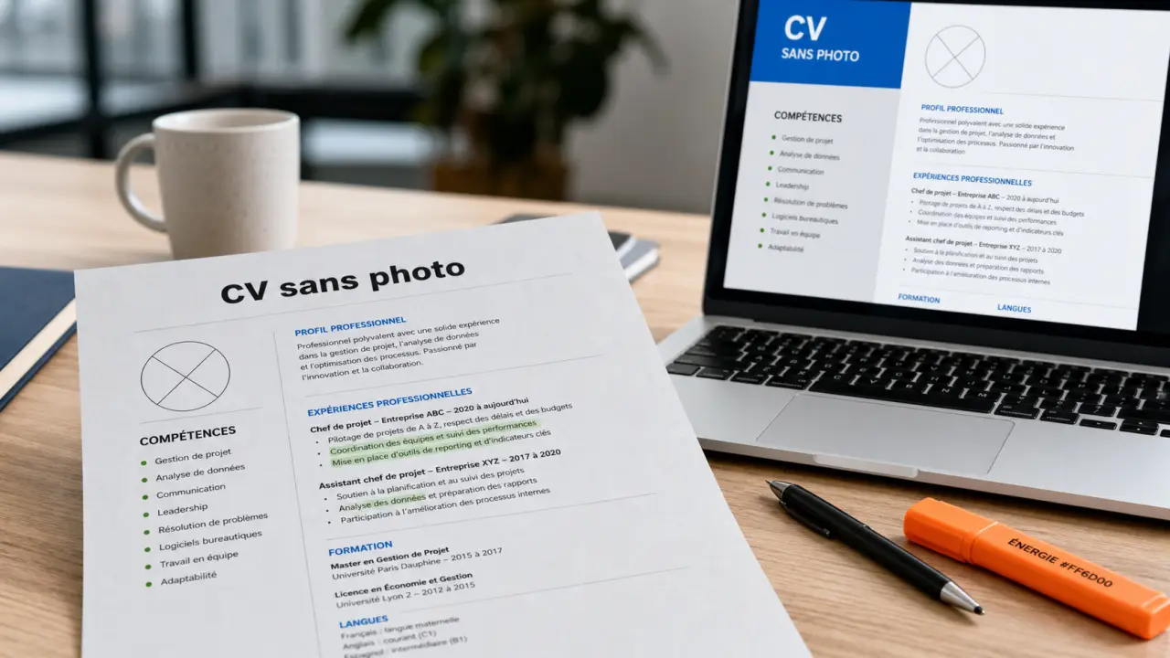cv sans photo : bureau moderne en France